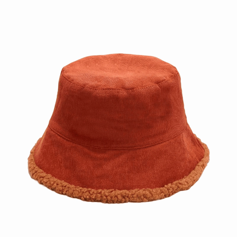 Corduroy Lamb Fur Bucket Hat