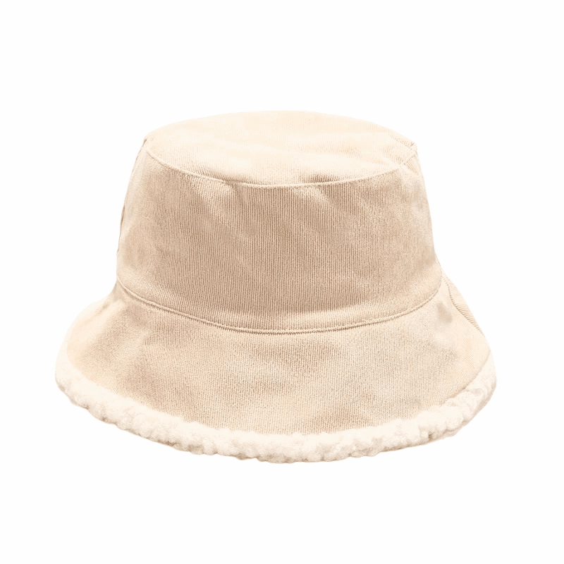 Corduroy Lamb Fur Bucket Hat