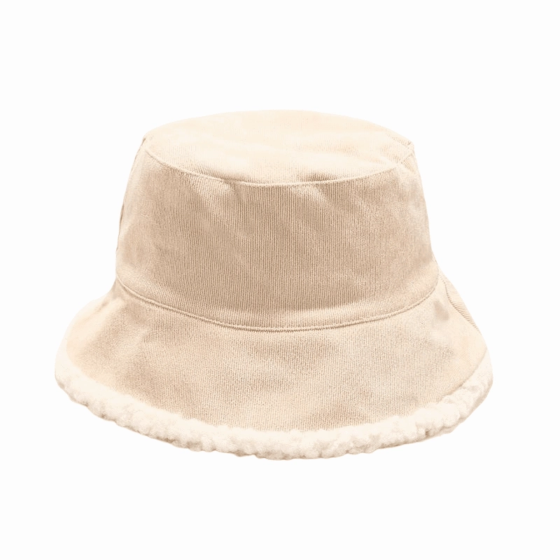 Corduroy Lamb Fur Bucket Hat