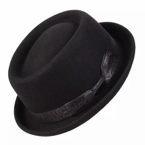 Corleone Black Wool Porkpie Hat