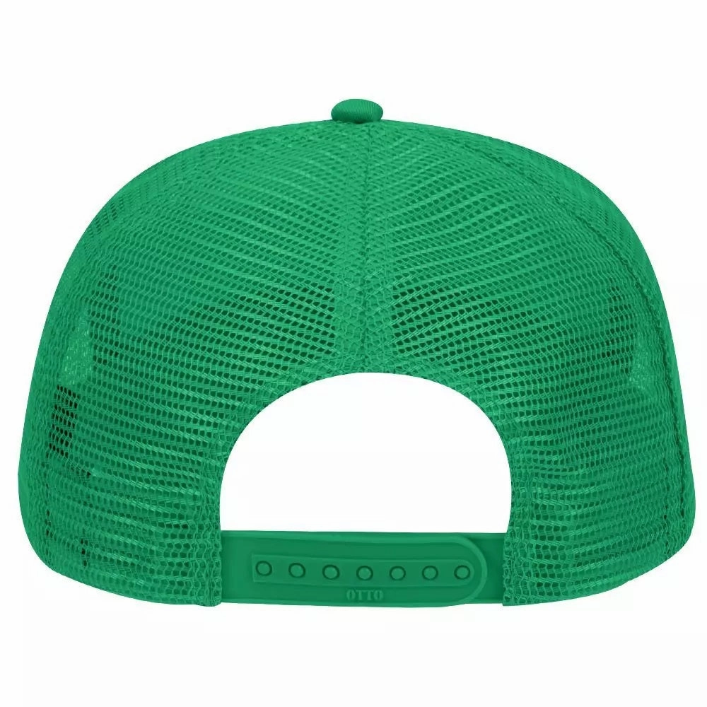 Cotton Blend Twill Five Panel Mid Profile Style Mesh Back Trucker Hat