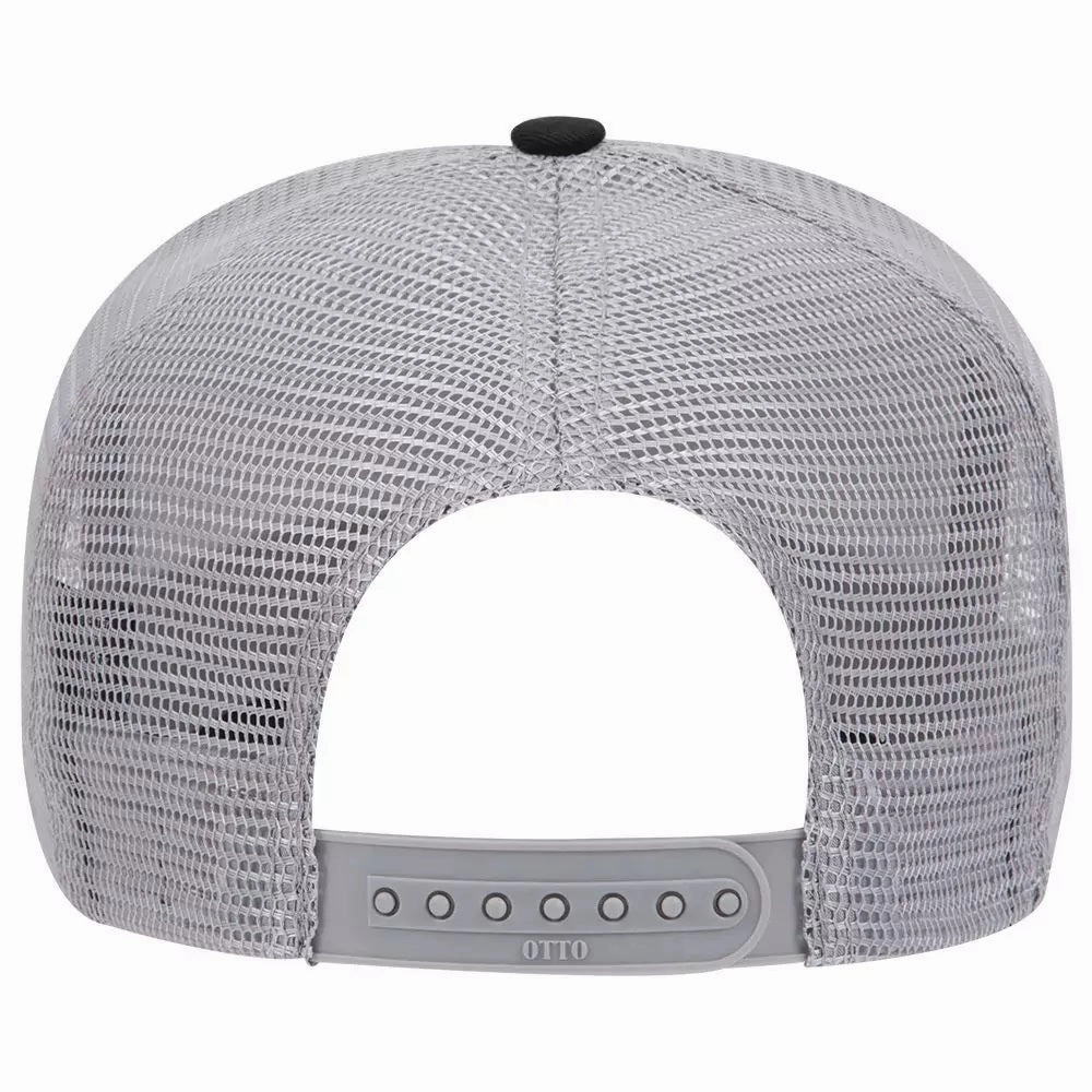 Cotton Blend Twill Five Panel Mid Profile Style Mesh Back Trucker Hat