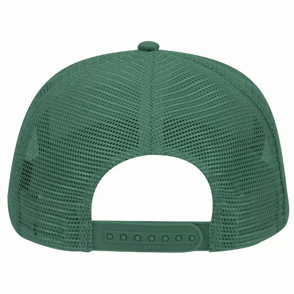 Cotton Blend Twill Five Panel Mid Profile Style Mesh Back Trucker Hat
