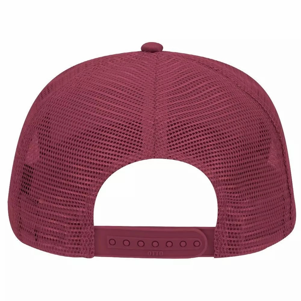 Cotton Blend Twill Five Panel Mid Profile Style Mesh Back Trucker Hat