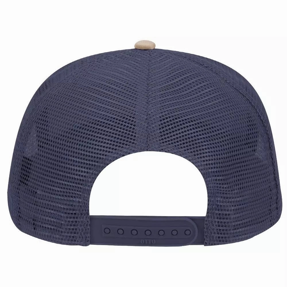 Cotton Blend Twill Five Panel Mid Profile Style Mesh Back Trucker Hat