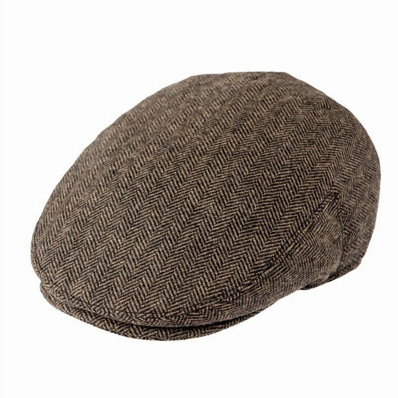 Croix Herringbone Wool Flat Cap