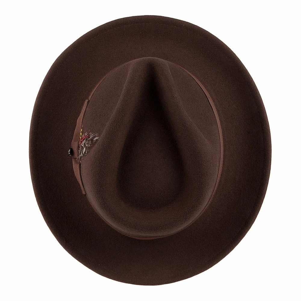 Crushable C-Crown Wool Felt Fedora Hat - Brown