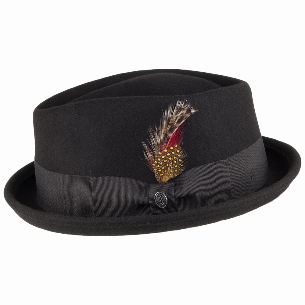 Crushable Diamond Crown Pork Pie Hat - Black
