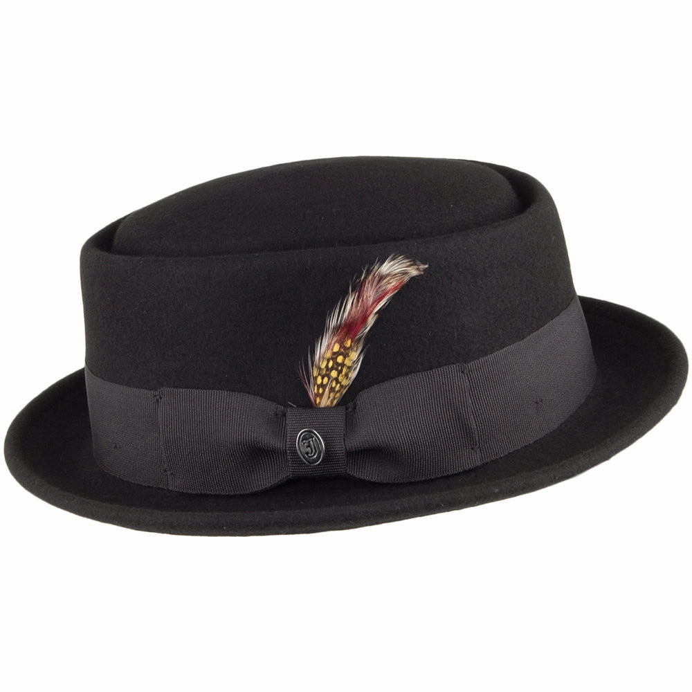 Crushable Wool Pork Pie Hat - Black
