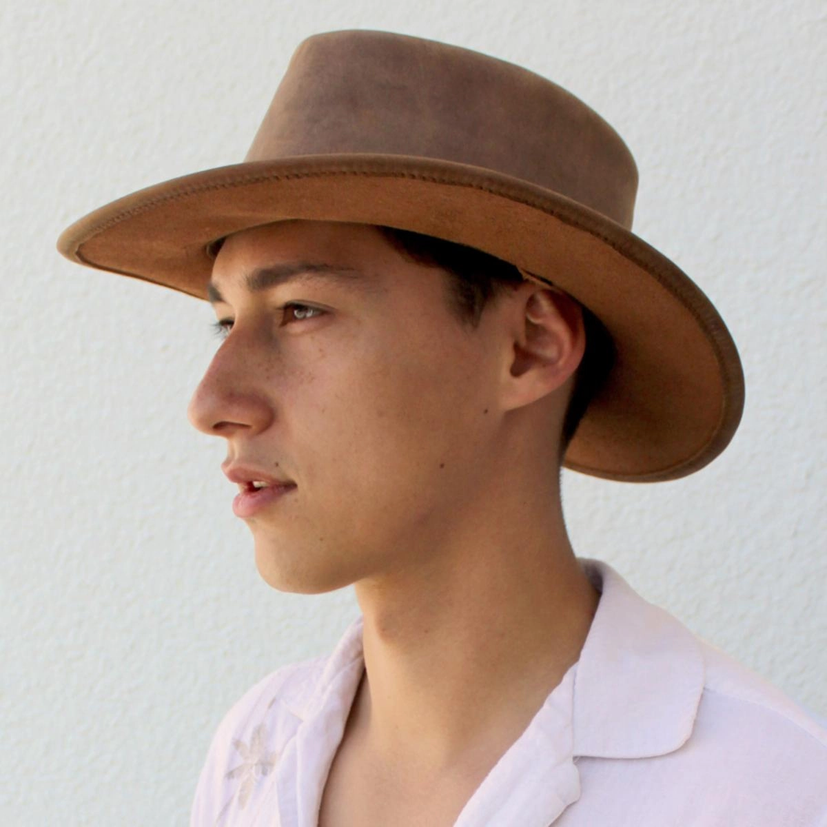 Crusher Leather Outback Hat - Copper