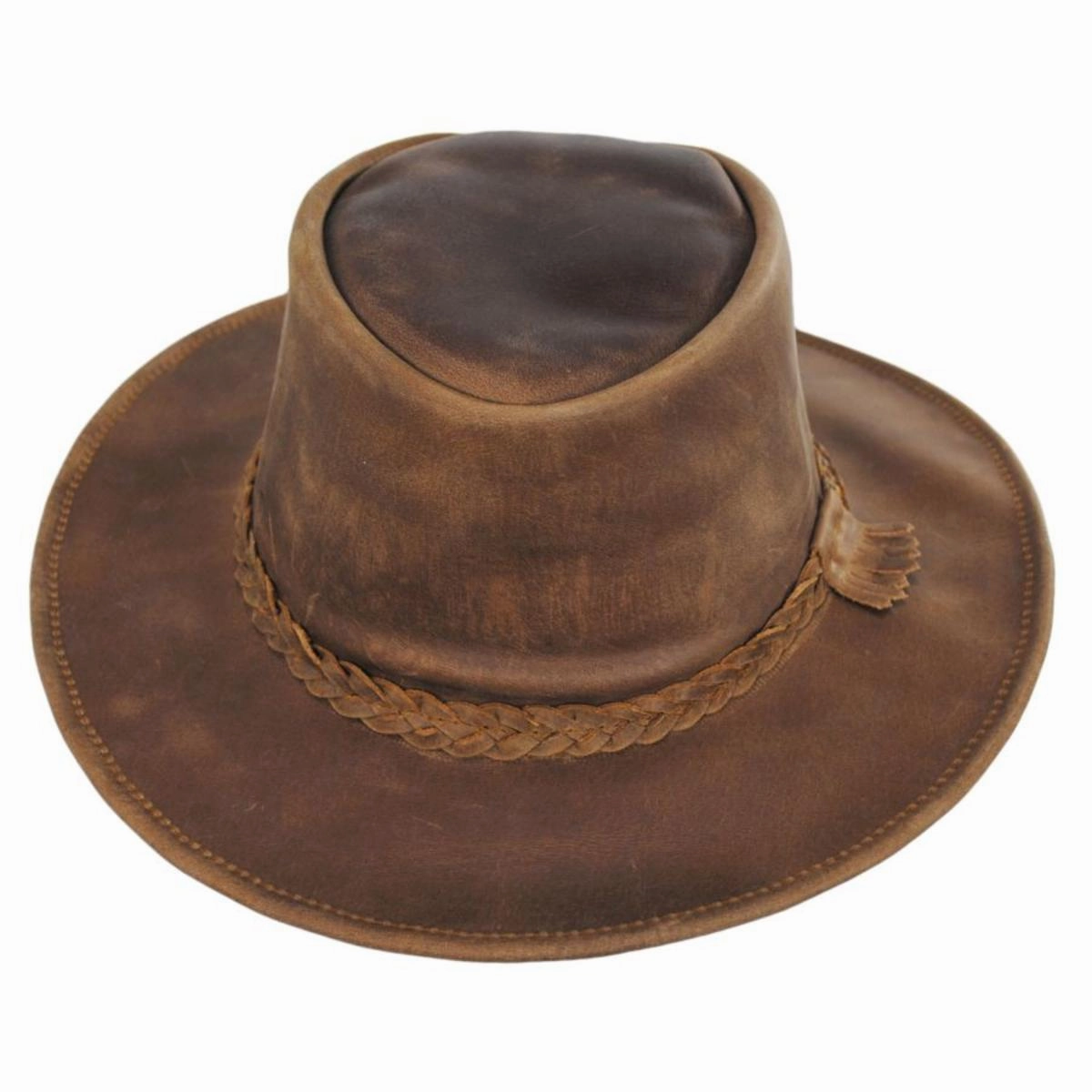 Crusher Leather Outback Hat - Copper