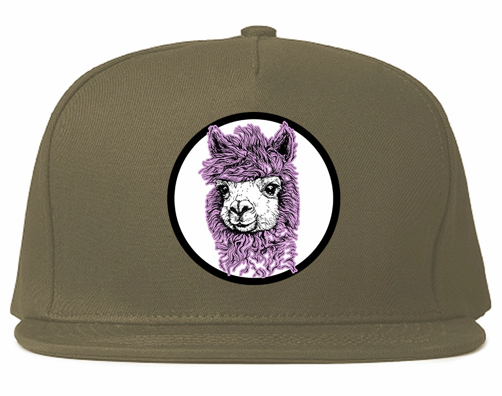 Cute Alpaca Face Circle Chest Mens Snapback Hat