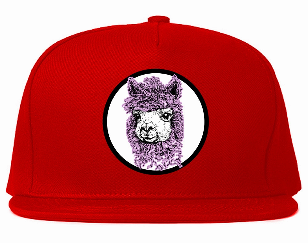 Cute Alpaca Face Circle Chest Mens Snapback Hat
