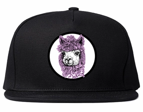 Cute Alpaca Face Circle Chest Mens Snapback Hat