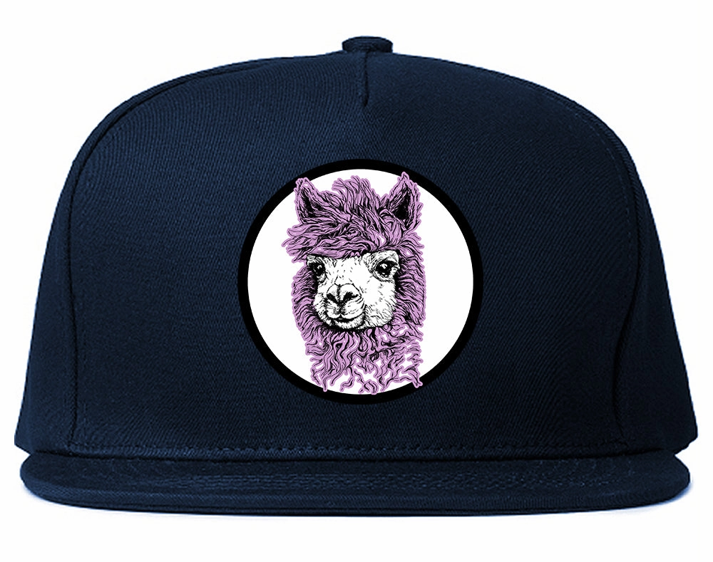 Cute Alpaca Face Circle Chest Mens Snapback Hat