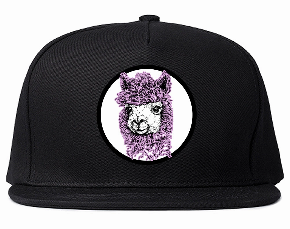 Cute Alpaca Face Circle Chest Mens Snapback Hat