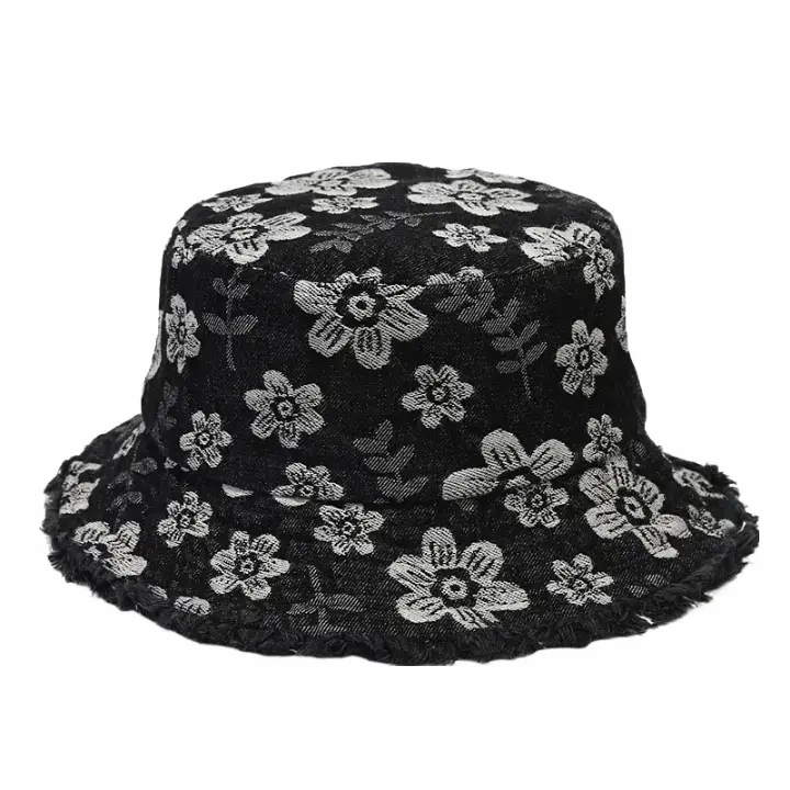 Daisy Flowers Denim Bucket Hat