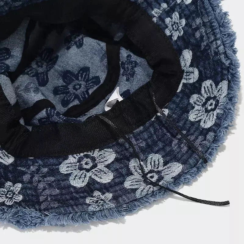 Daisy Flowers Denim Bucket Hat