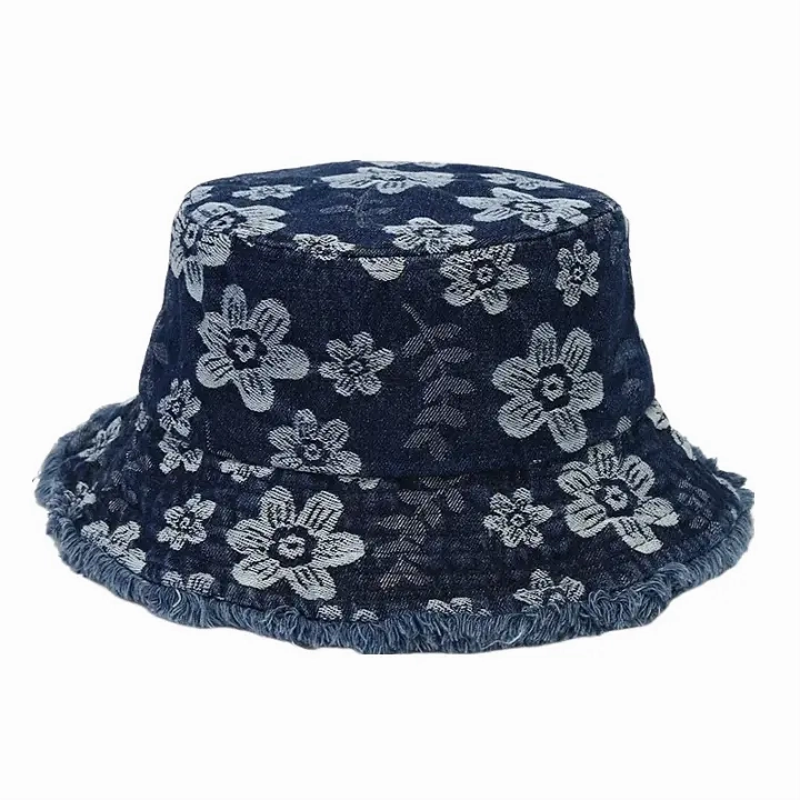 Daisy Flowers Denim Bucket Hat