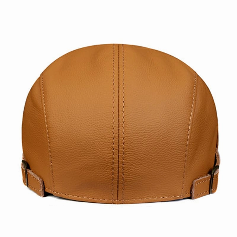 Dallas Camel Genuine Leather Flat Cap