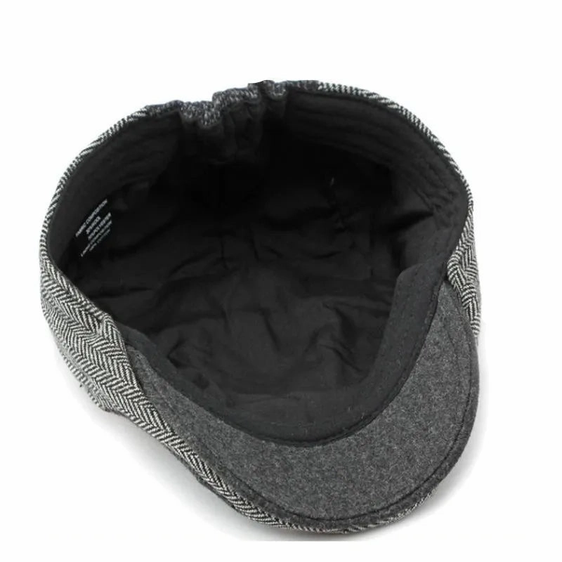 Davison Gray Herringbone Patchwork Flat Cap