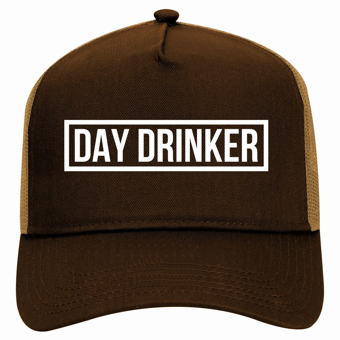 Day Drinker Box Logo Retro Adult 5 Panel Mesh Trucker Hat