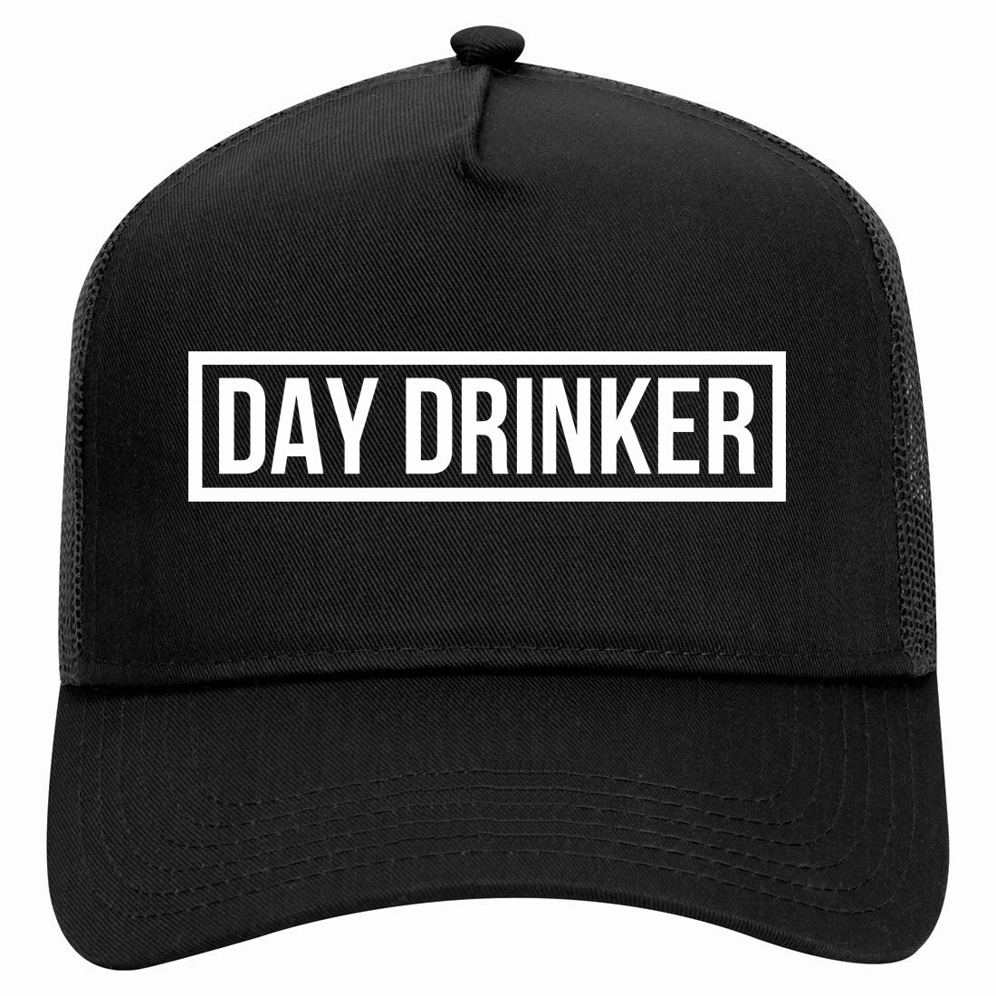 Day Drinker Box Logo Retro Adult 5 Panel Mesh Trucker Hat