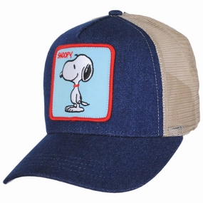 Denim Snoopy Mesh Trucker Snapback Baseball Cap