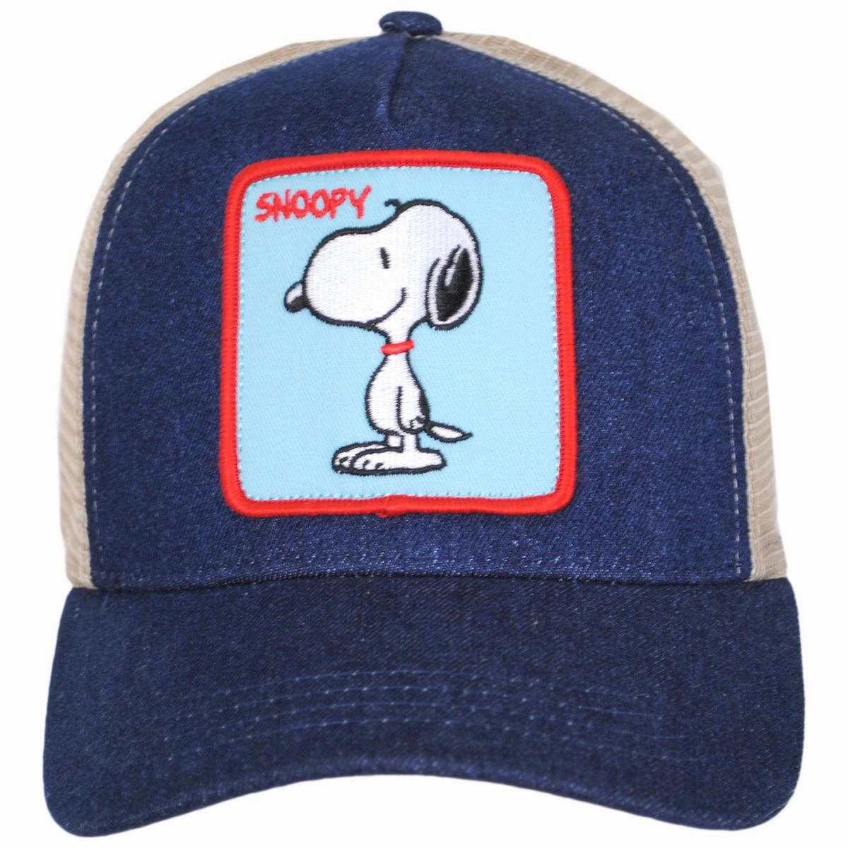 Denim Snoopy Mesh Trucker Snapback Baseball Cap