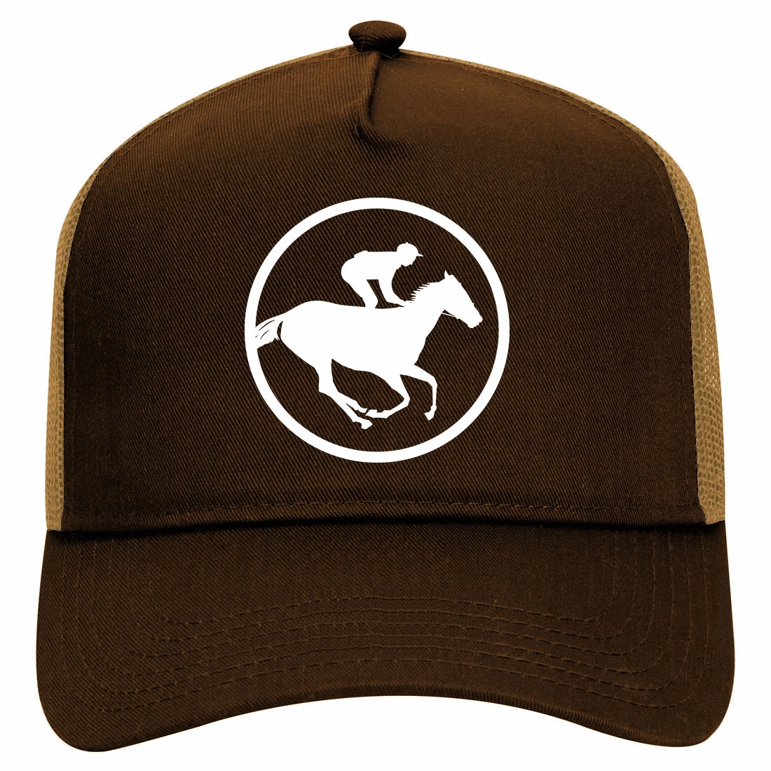 Derby Horse Racing Retro Adult 5 Panel Mesh Trucker Hat