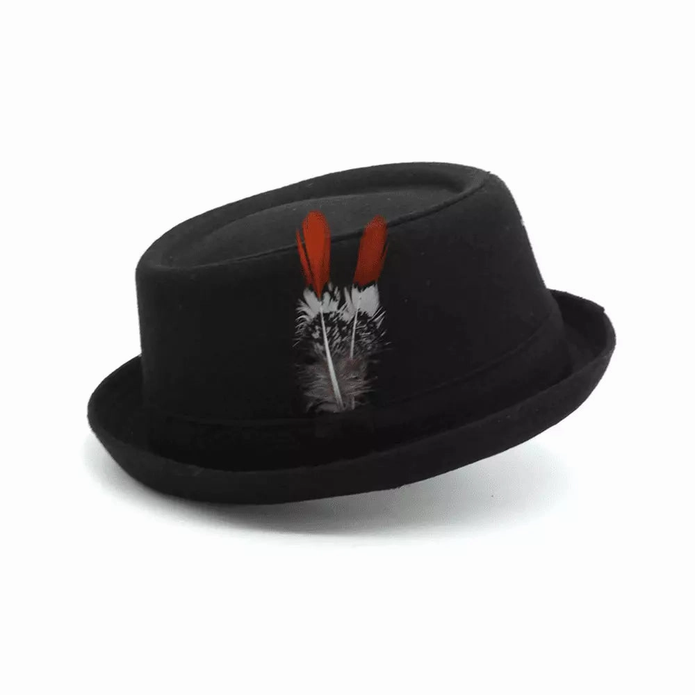 Diderot Feathers Wool Porkpie Hat