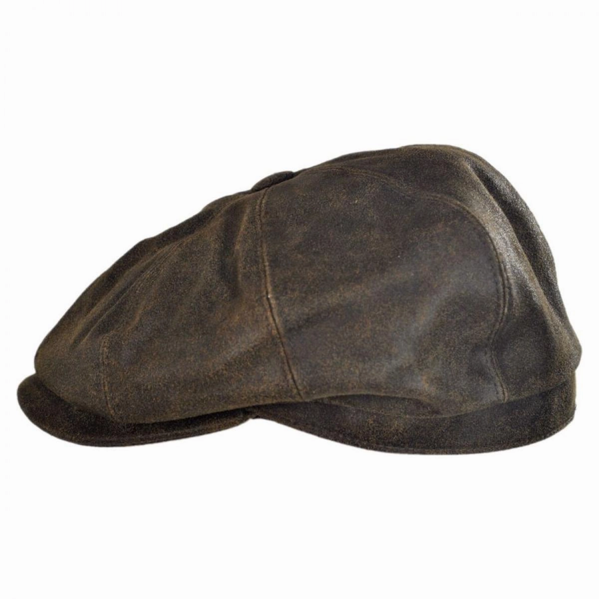 Distressed Leather Newsboy Cap