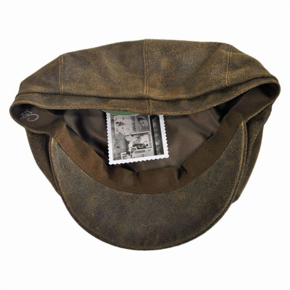 Distressed Leather Newsboy Cap