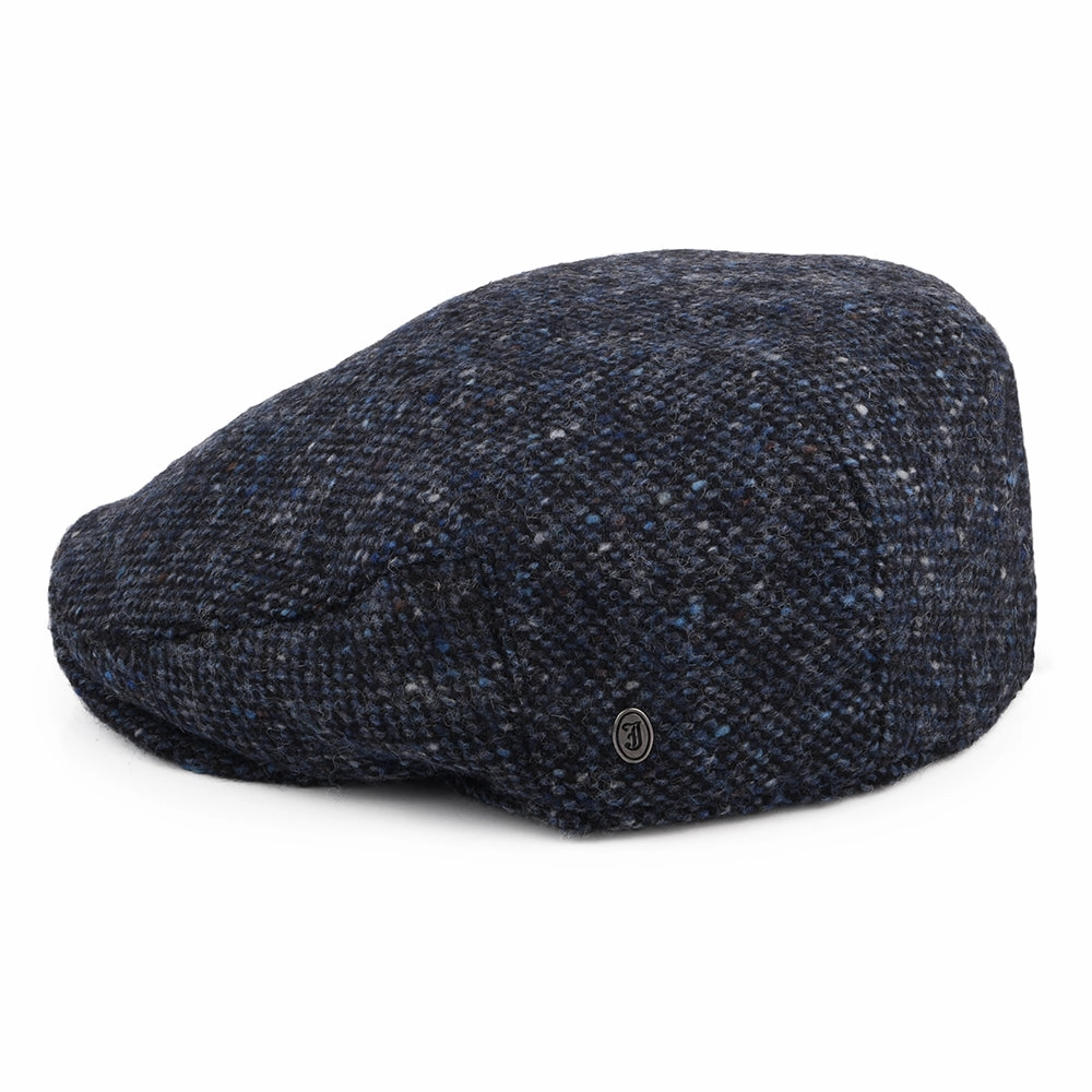 Donegal Tweed Marl Foyle Flat Cap - Blue-Black