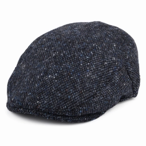 Donegal Tweed Marl Foyle Flat Cap - Blue-Black