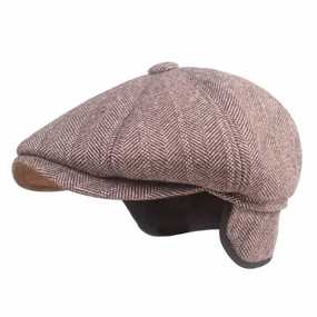 Dover Herringbone Earflaps Newsboy Cap