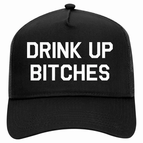 Drink Up Bitches Retro Adult 5 Panel Mesh Trucker Hat