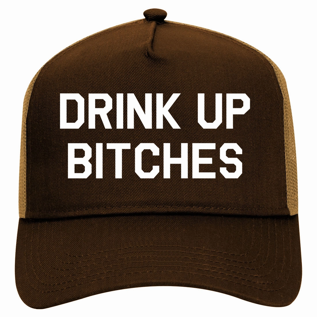 Drink Up Bitches Retro Adult 5 Panel Mesh Trucker Hat