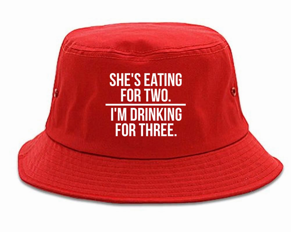 Drinking For Three Funny Pregnancy Announcement Mens Bucket Hat