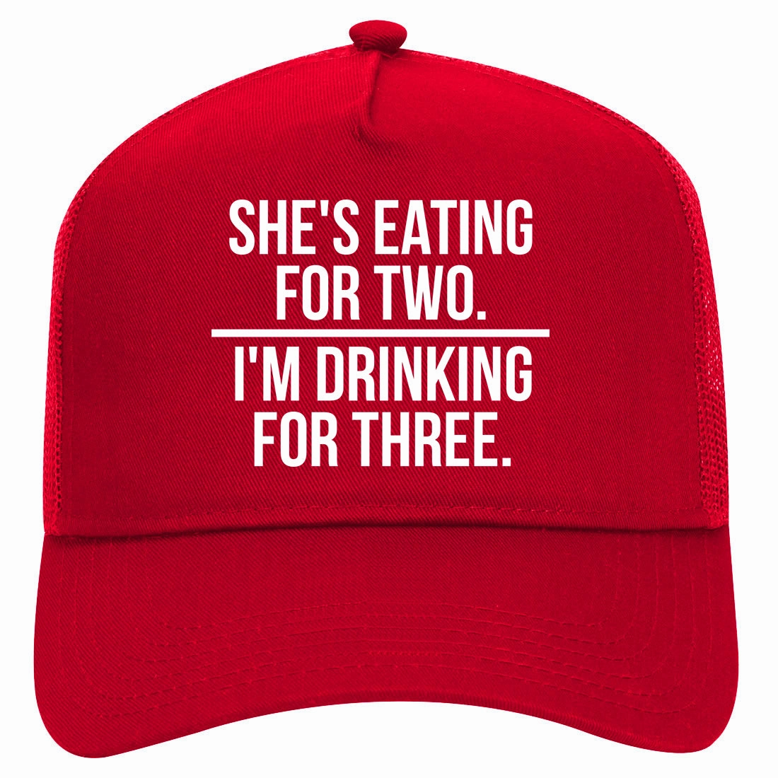 Drinking For Three Funny Pregnancy Announcement Retro Adult 5 Panel Mesh Trucker Hat