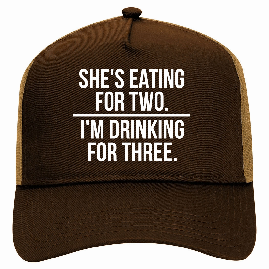 Drinking For Three Funny Pregnancy Announcement Retro Adult 5 Panel Mesh Trucker Hat