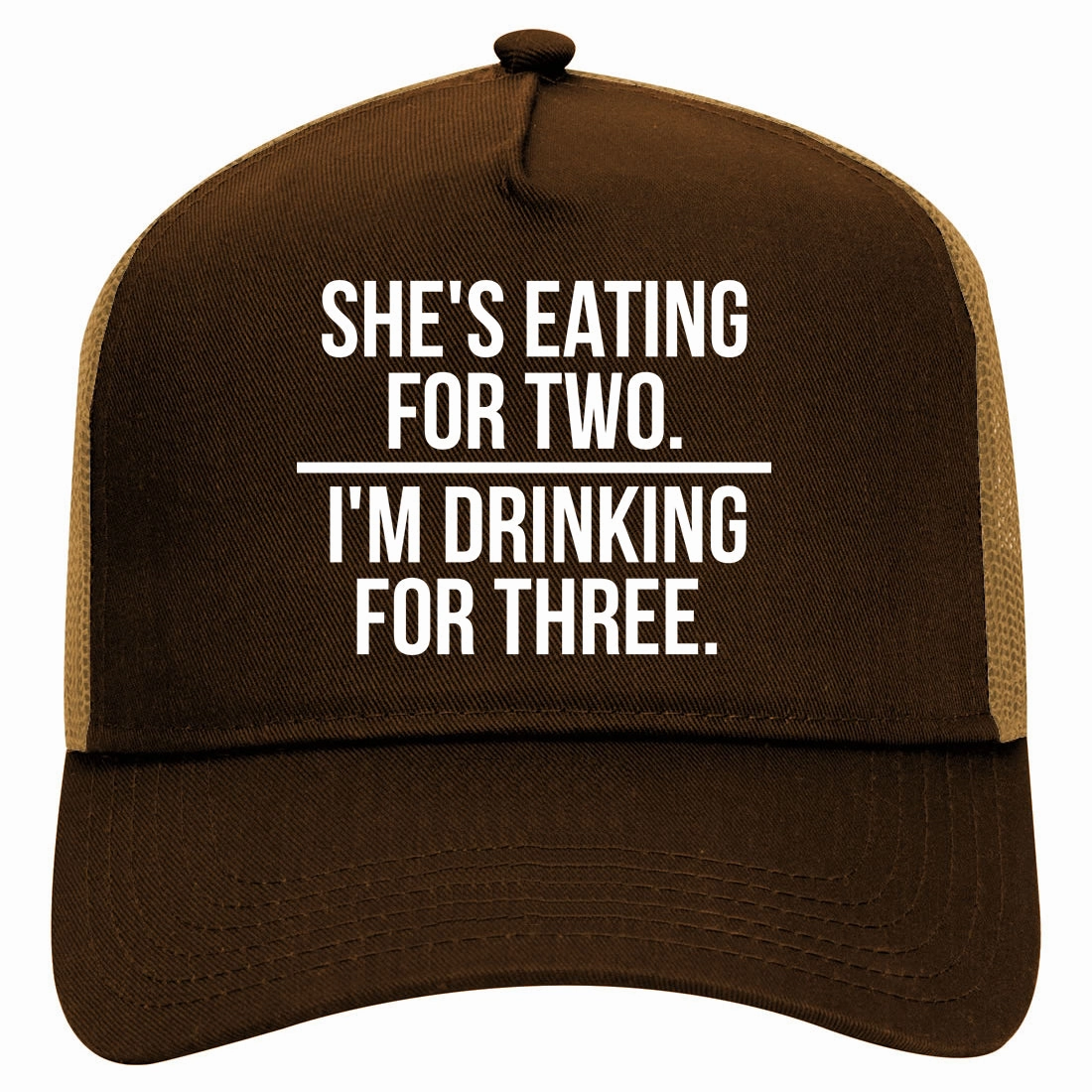 Drinking For Three Funny Pregnancy Announcement Retro Adult 5 Panel Mesh Trucker Hat