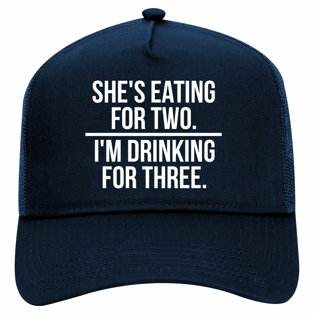 Drinking For Three Funny Pregnancy Announcement Retro Adult 5 Panel Mesh Trucker Hat