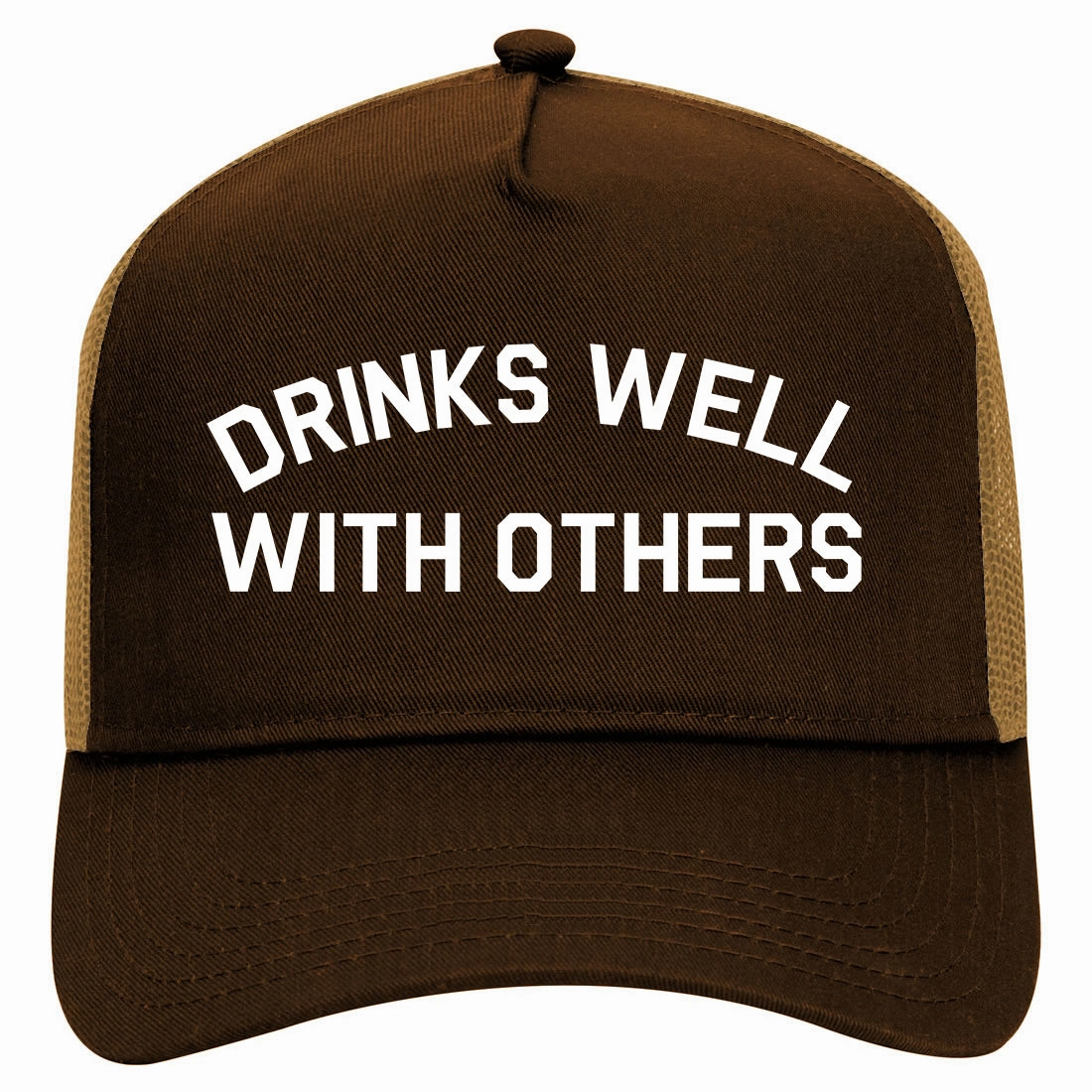 Drinks Well With Others Retro Adult 5 Panel Mesh Trucker Hat