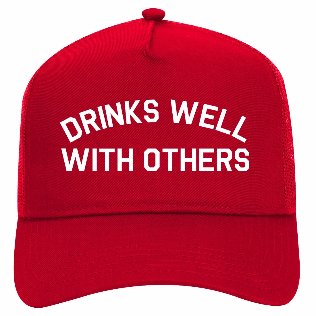 Drinks Well With Others Retro Adult 5 Panel Mesh Trucker Hat