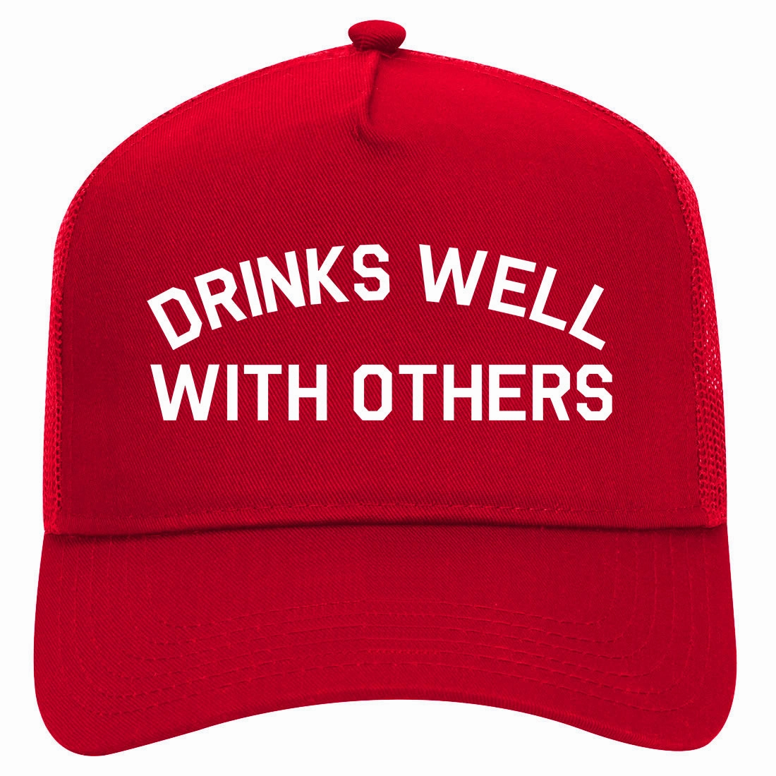 Drinks Well With Others Retro Adult 5 Panel Mesh Trucker Hat