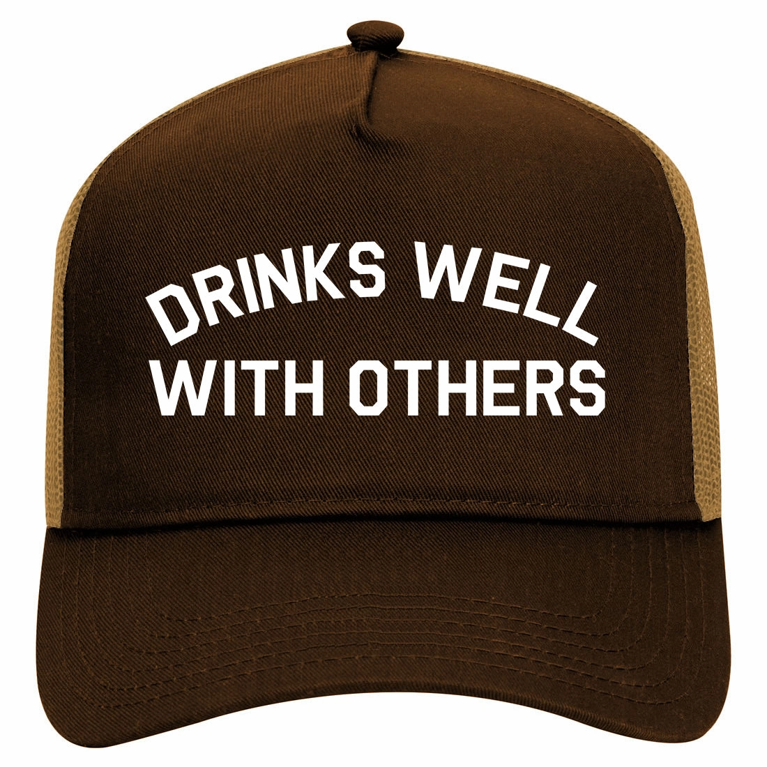 Drinks Well With Others Retro Adult 5 Panel Mesh Trucker Hat