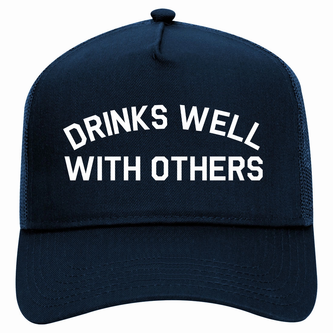 Drinks Well With Others Retro Adult 5 Panel Mesh Trucker Hat