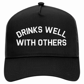 Drinks Well With Others Retro Adult 5 Panel Mesh Trucker Hat