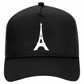 Eiffel Tower Paris Retro Adult 5 Panel Mesh Trucker Hat